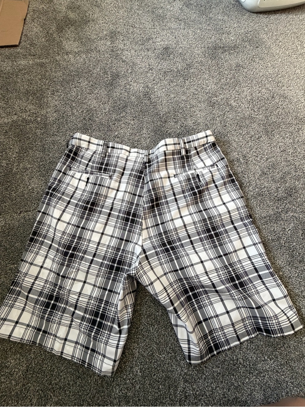 Haggar Black and White Plaid Athletic Shorts